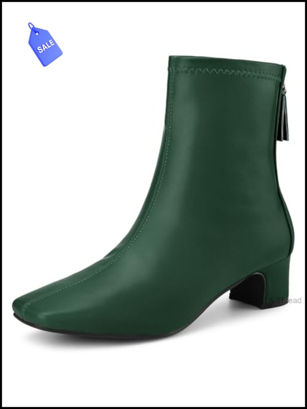 Square Toe Block Heel Ankle Boots Faux Leather